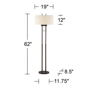 Twin Pole Floor Lamp 62" – Oil Rubbed Bronze with Oval Shade