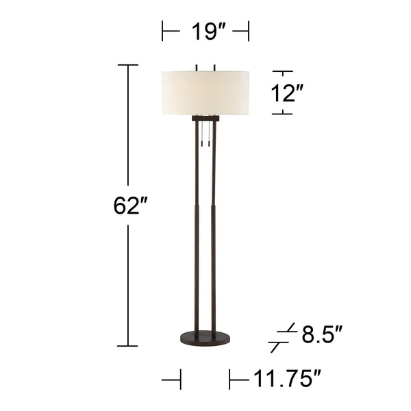 Twin Pole Floor Lamp 62" – Oil Rubbed Bronze with Oval Shade