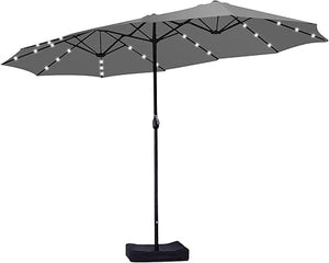 15ft Solar LED Patio Umbrella with Base