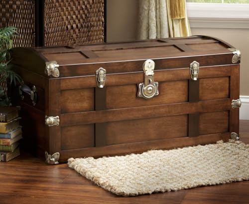 Amish Hand-Crafted Maple Steamer Trunk with Cedar Tray & Brass Lock