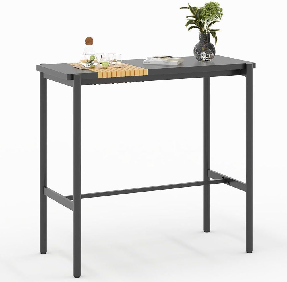 Metal Outdoor Bar Table with Adjustable Footrest