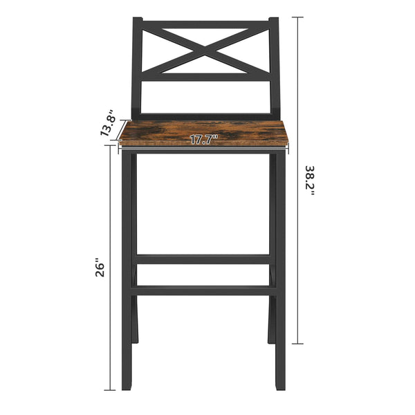 Counter Height Bar Stools Set of 2 with Backrest & Footrest – 26 Inch