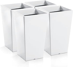 Set of 4 Tall Outdoor Planters with Drainage Hole