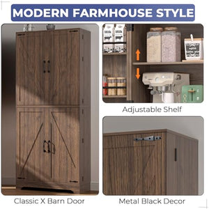 Farmhouse Kitchen Pantry Cabinet with Barn Door