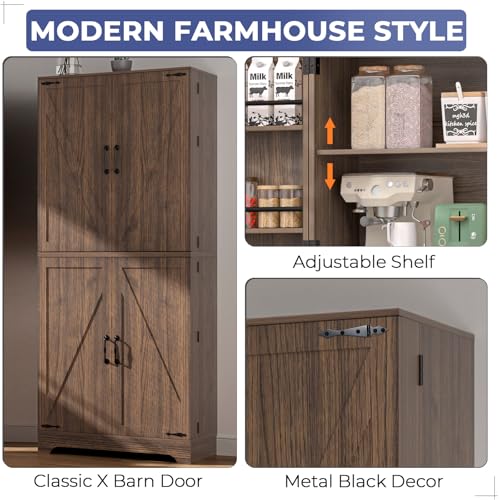 Farmhouse Kitchen Pantry Cabinet with Barn Door