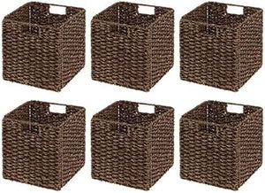 Seagrass Woven Cube Storage Baskets with Handles