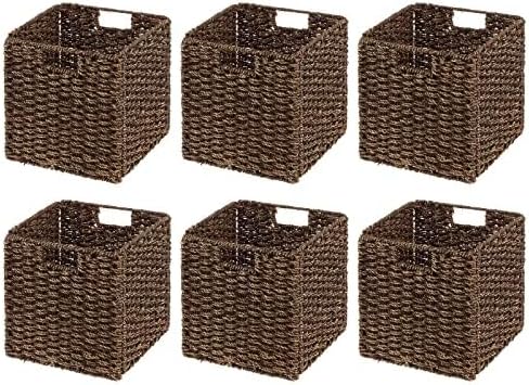 Seagrass Woven Cube Storage Baskets with Handles