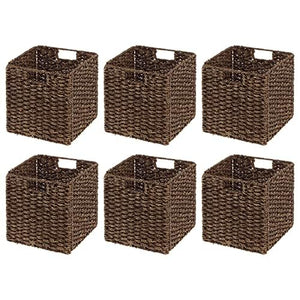 Seagrass Woven Cube Storage Baskets with Handles