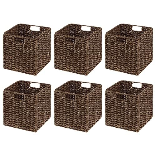 Seagrass Woven Cube Storage Baskets with Handles