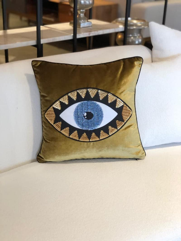 Evil Eye Velvet Throw Pillow Cover 18x18