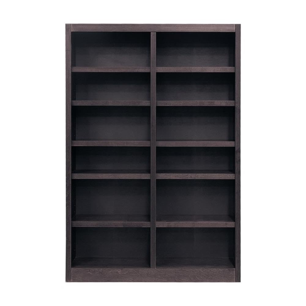 Double Wide Wood Bookcase 84" – 12 Shelves