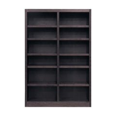 Double Wide Wood Bookcase 84" – 12 Shelves