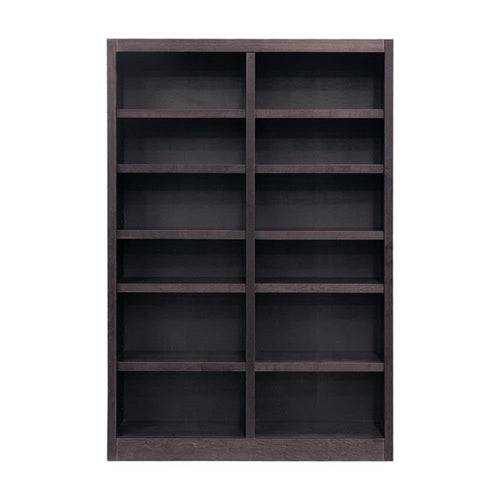 Double Wide Wood Bookcase 84" – 12 Shelves