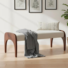 51-Inch Upholstered Bench with Solid Rubber Wood Legs