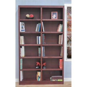 2-Piece 12-Shelf Double Wide Bookcase Set – Cherry