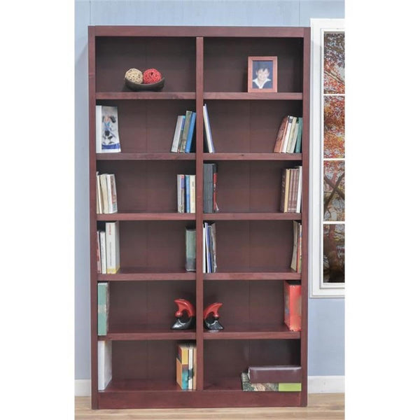 2-Piece 12-Shelf Double Wide Bookcase Set – Cherry