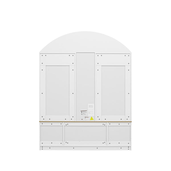 77" Arched Hall Tree with Bench, LED Lights & Shoe Storage