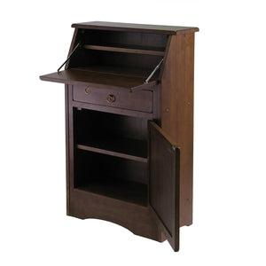 Antique Walnut Secretary Desk with Fold-Down Writing Surface