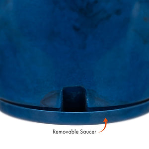 Blue Plastic Plant Pots Set of 3 with Drainage Hole and Saucer