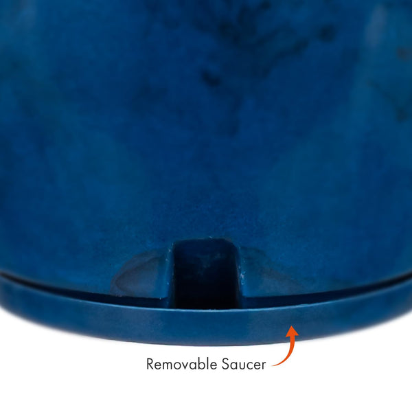 Blue Plastic Plant Pots Set of 3 with Drainage Hole and Saucer
