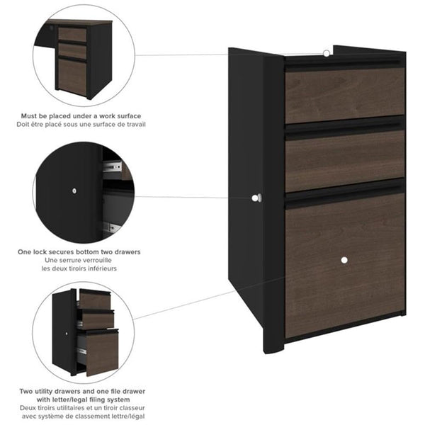5-Piece L-Shaped Office Desk Set with Lateral Filing Cabinet