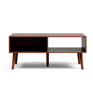 Fluted Door Coffee Table with Storage & Solid Wood Legs