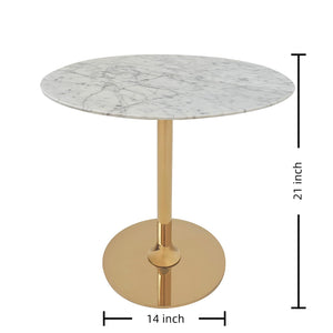 Marble Round End Table with Gold Metal Frame