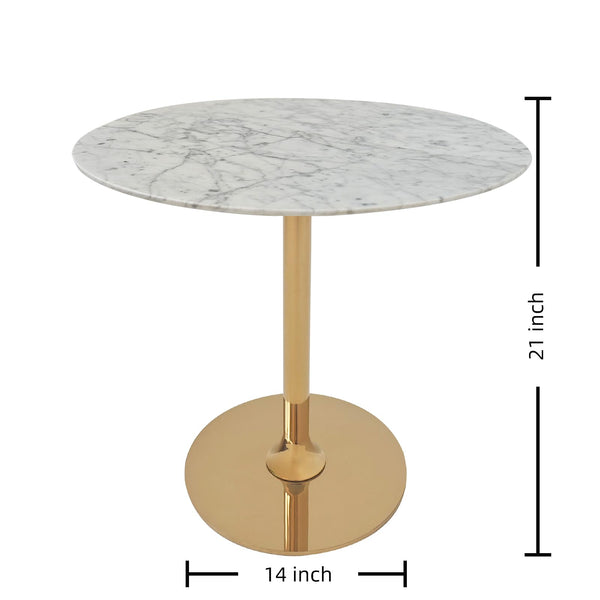 Marble Round End Table with Gold Metal Frame