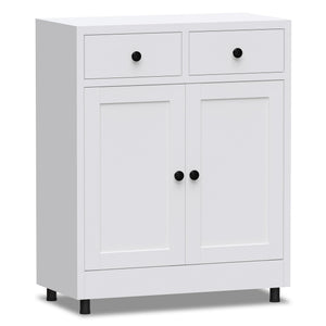 Metal Storage Cabinet with 2 Drawers & Adjustable Shelf