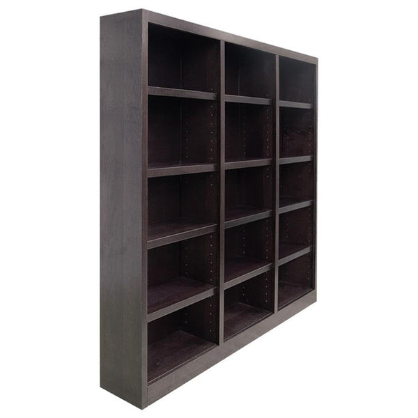 72" Triple Wide Wood Bookcase – 15 Shelves