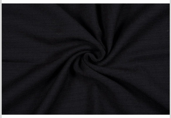 Black Wool Flannel Fabric by the Yard – 100% Wool, 59" Wide, Made in Italy