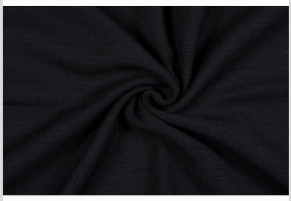 Black Wool Flannel Fabric by the Yard – 100% Wool, 59" Wide, Made in Italy