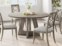 47-Inch Round Farmhouse Dining Table with Wooden Top & Pedestal Base