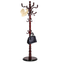Freestanding Wooden Coat Rack with 14 Hooks