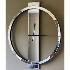Large Mirror Wall Clock with Round Glass Face