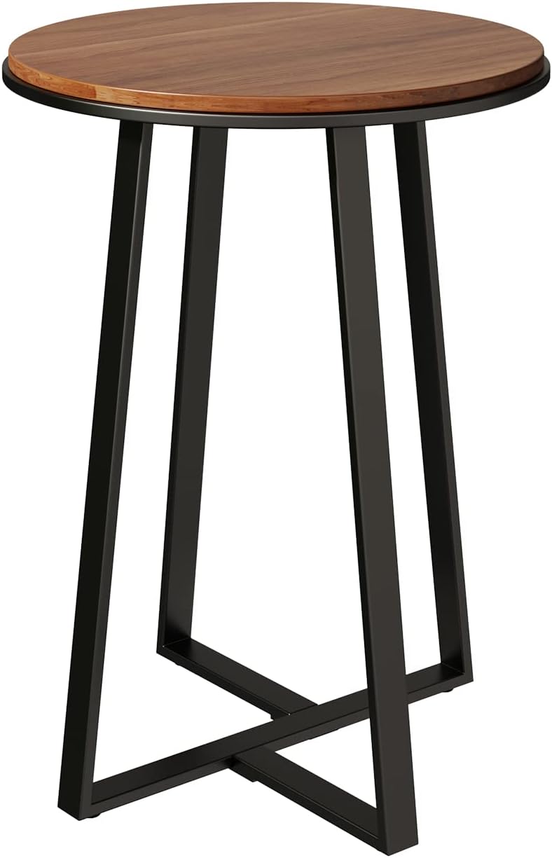 Round End Table with Metal Frame