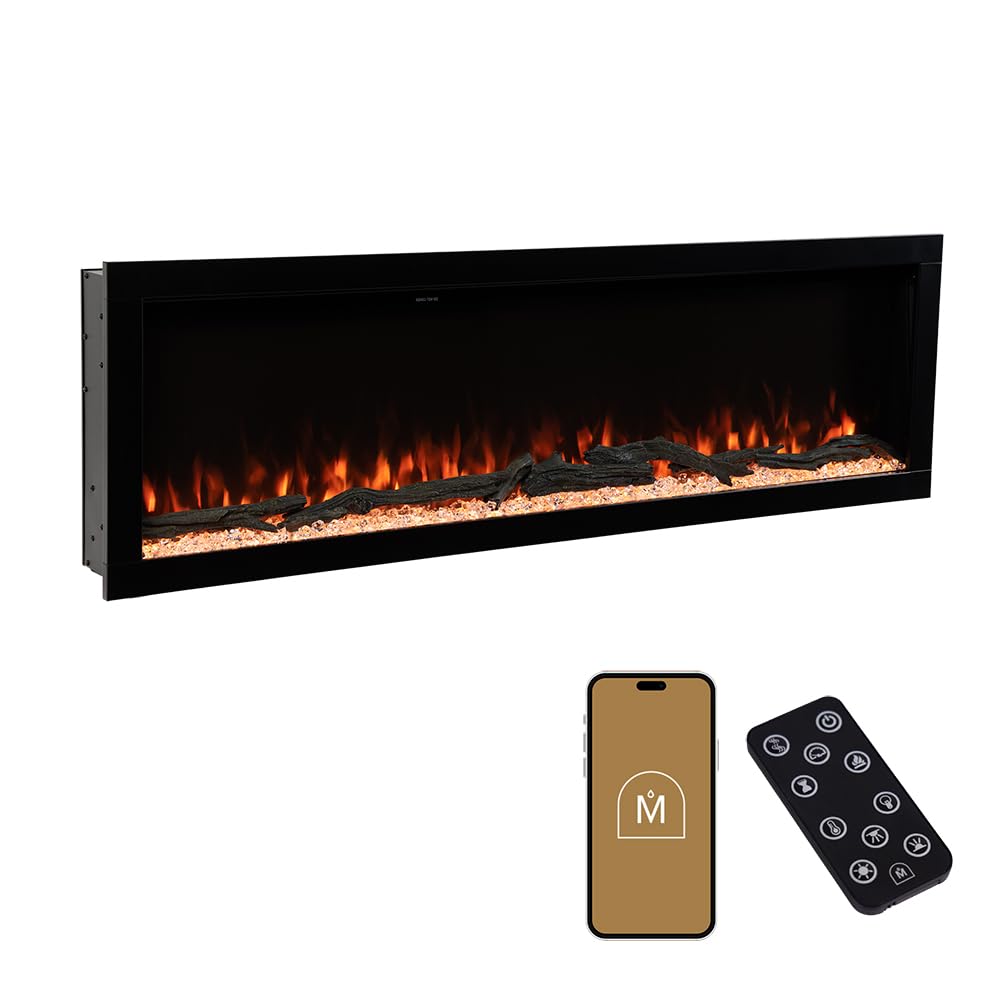 72-Inch Linear Electric Fireplace – Wall Mount & Recessed