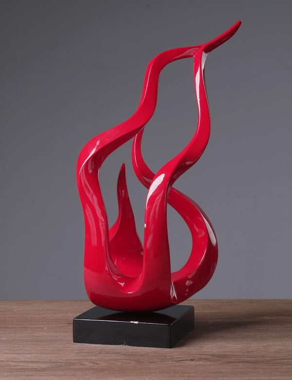 Abstract Flame Sculpture Figurine – Polyresin Table Decor Statue