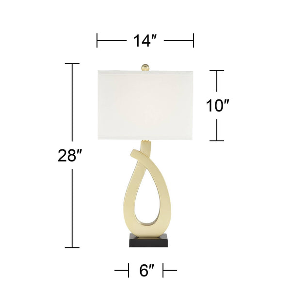 Gold USB Table Lamps Set of 2 with Rectangular Shade