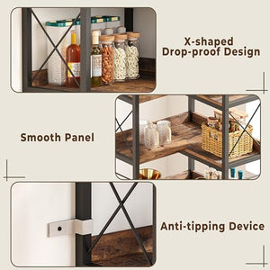 5-Tier Corner Bookshelf with Doors