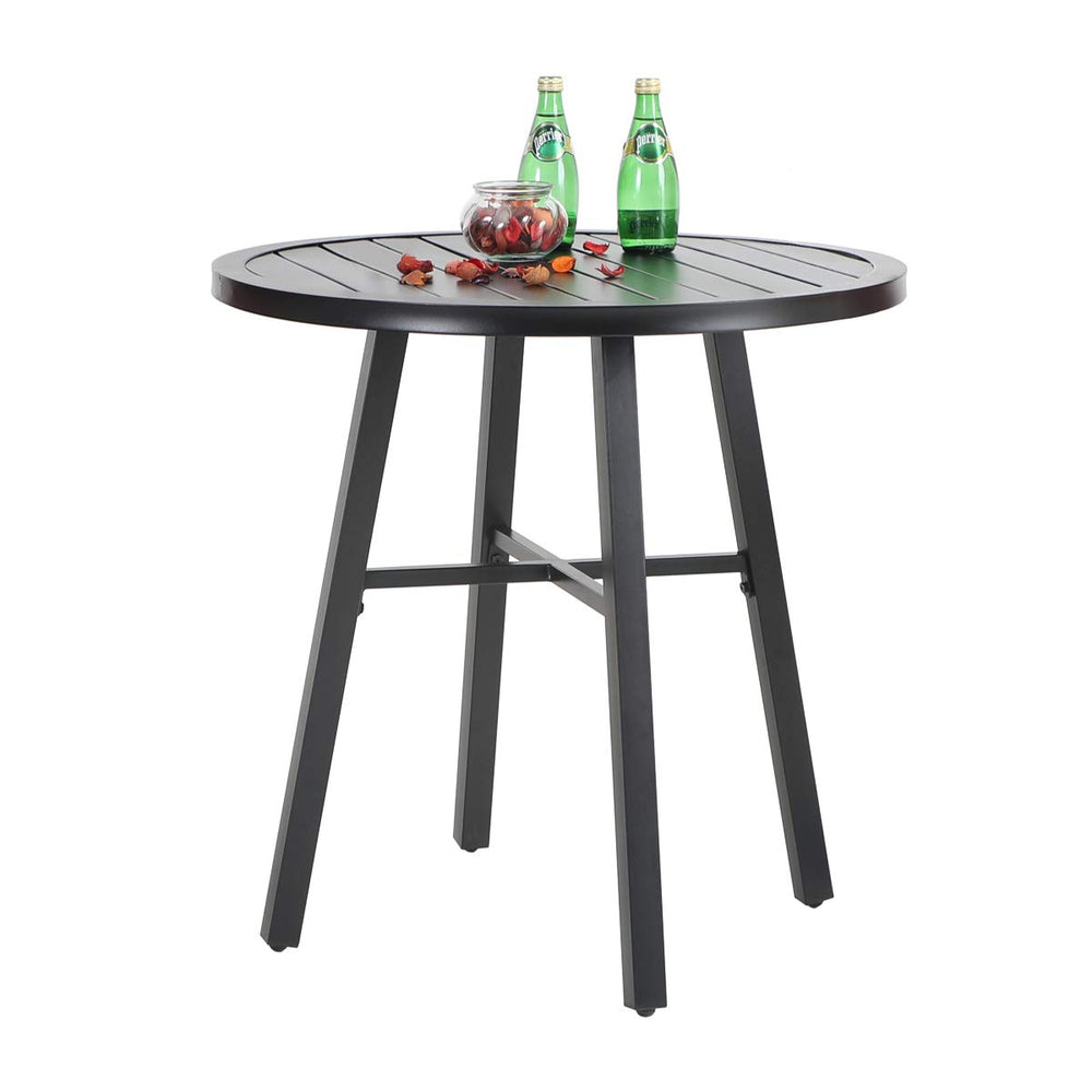 Round Metal Patio Bistro Table – 28 Inch Outdoor Side Table