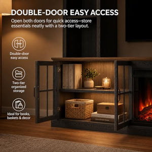 98" Farmhouse TV Stand with Fireplace & Barn Doors