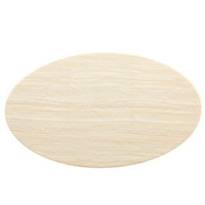 60" Oval Artificial Travertine Dining Table with Pedestal Base