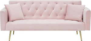 71" Convertible Velvet Sofa Bed Futon with Adjustable Backrest & Chrome Legs