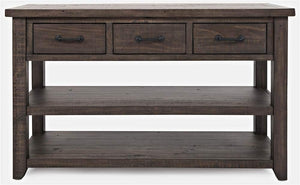 Reclaimed Pine Console Sofa Table with Drawers and Shelves