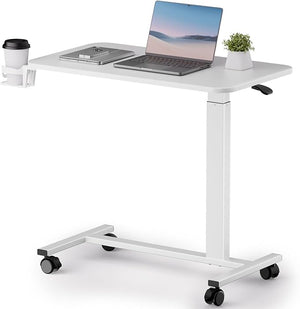 Adjustable Overbed Table with Wheels & Pneumatic Lift
