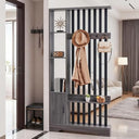 Room Divider with Shelves, Storage Cabinet & Coat Rack