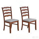 Ladder Back Dining Chairs Set of 2 — Solid Wood, Upholstered Seat
