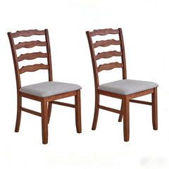 Ladder Back Dining Chairs Set of 2 — Solid Wood, Upholstered Seat