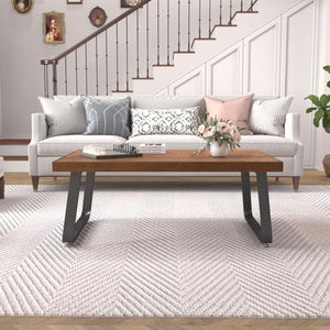 Rustic Wood Coffee Table with Metal Frame